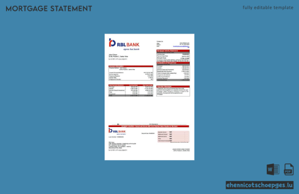 Beispiel eines Hypothekenauszugs der RBL Bank (Indien) als Word- und PDF-Datei